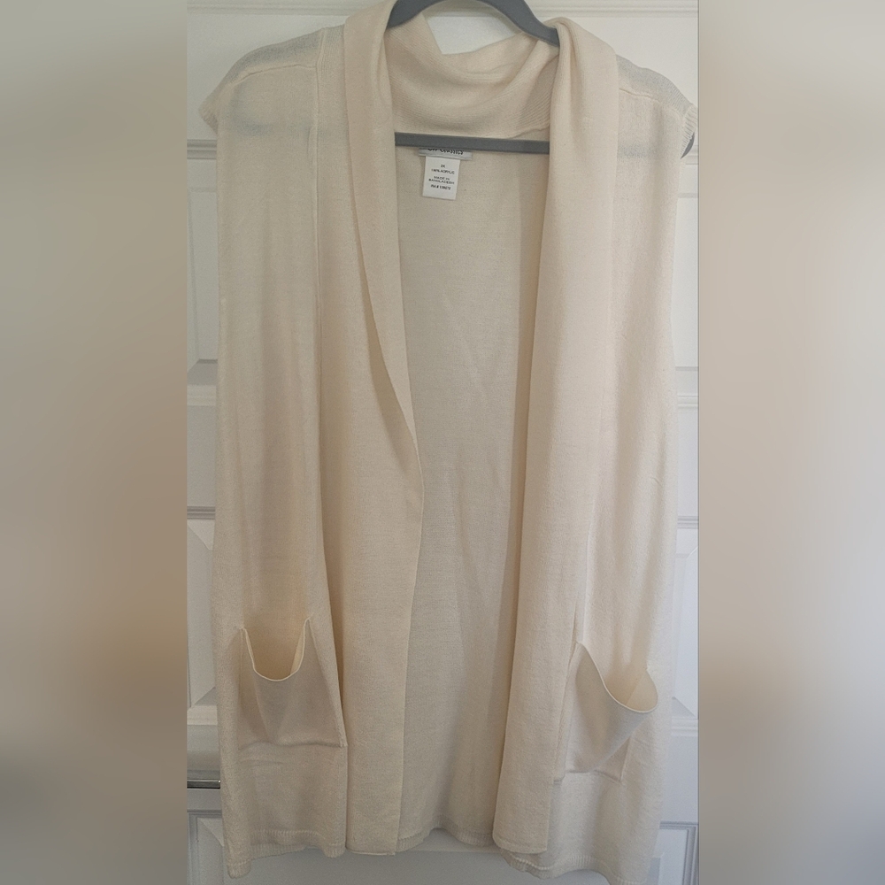 Off White Sleeveless Cardigan